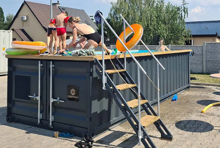 Piscina contenedor 6,2mx 2,5m lista para usar, paquete confort